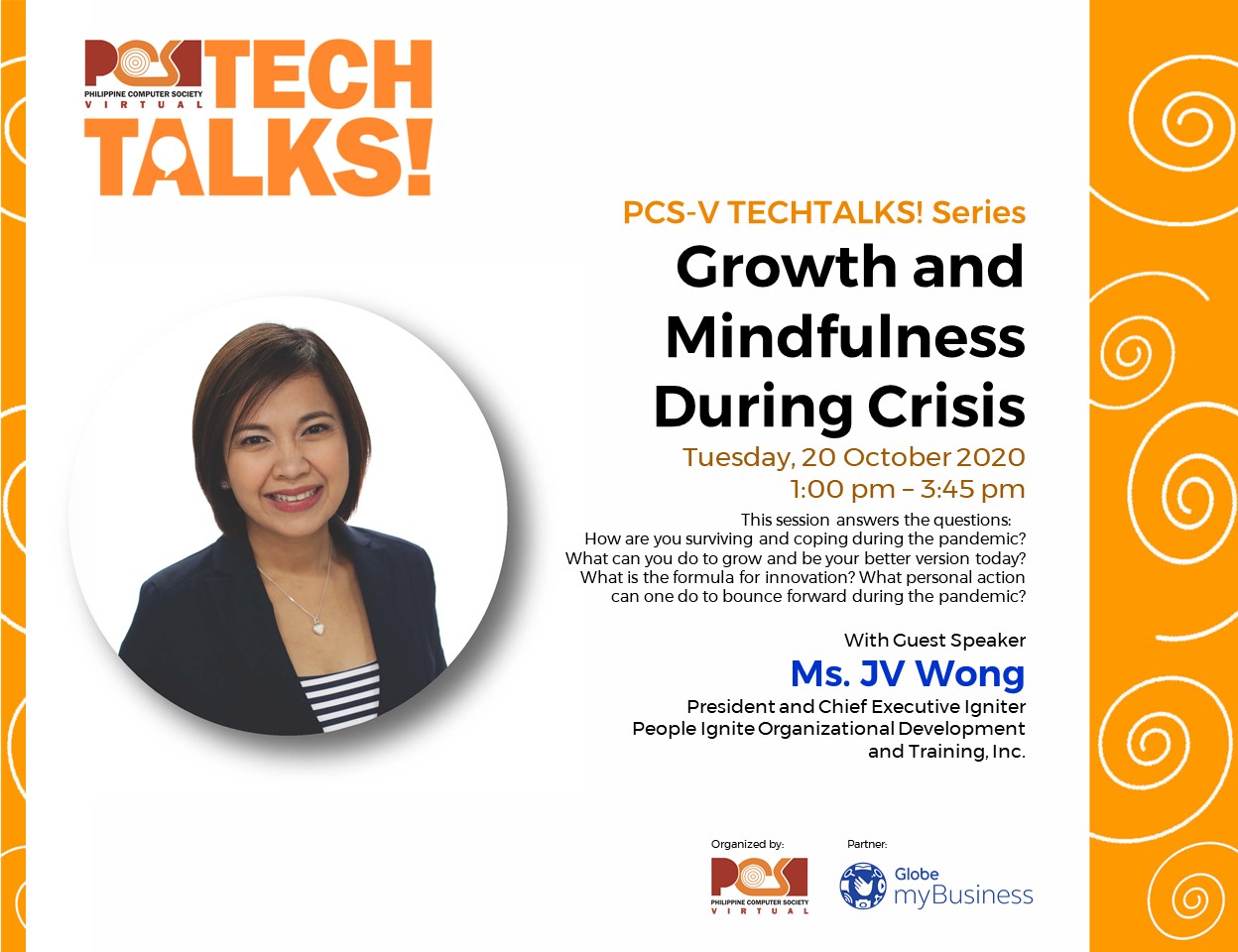 20 October 2020 PCS-V TECHTALKS!: Growth and Mindfulness During Crisis